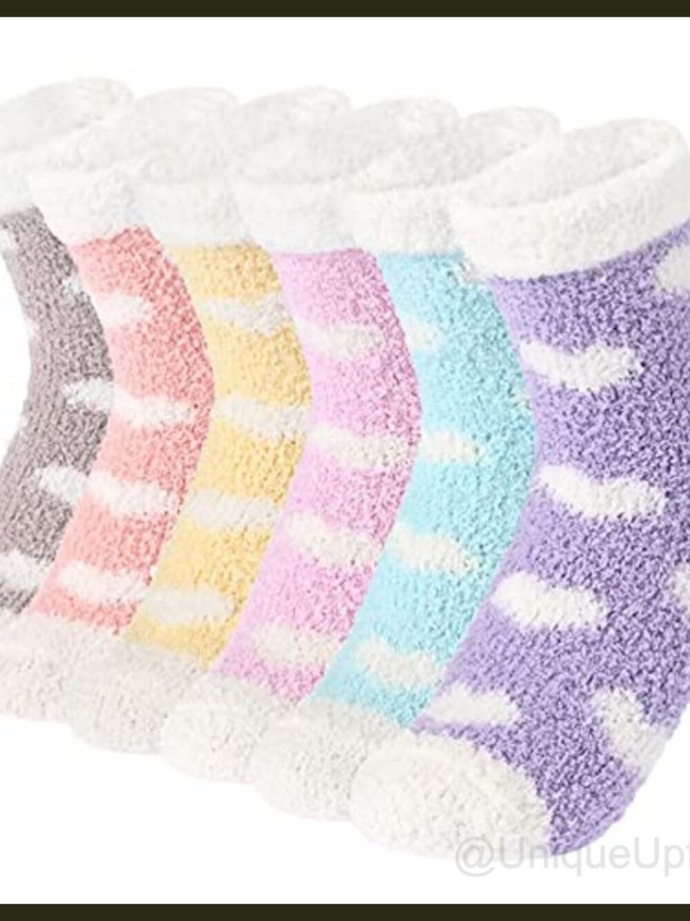 Fuzzy Slipper Socks Women Warm Cozy Microfiber Crew Socks 6 Pairs
